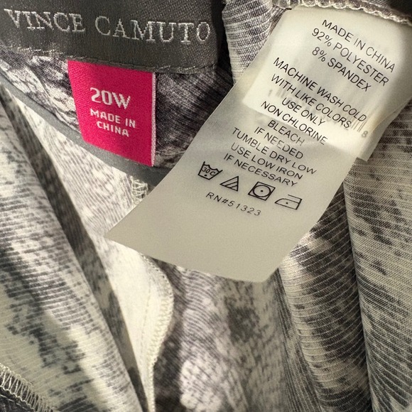 Vince Camuto Snake Animal Print Wide Palazzo Straight Leg 2X XXL 20W Black Grey - Picture 6 of 12